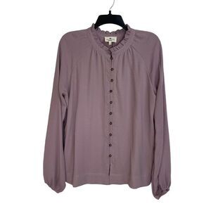 Betsey's Boutique Shop Light Purple Button Front Blouse Size L